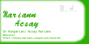 mariann acsay business card